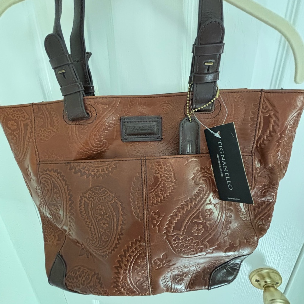 Tignanello Brown Embossed Leather Tote
